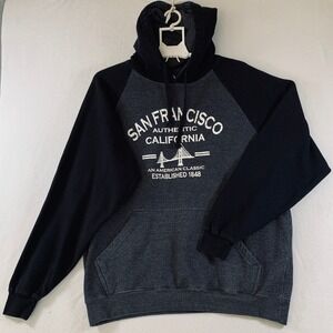 San Francisco California Hoodie Men's Raglan Sleeve Pullover Gray Black Size XXL
